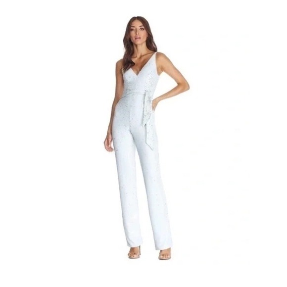 Dress The Population Kinsley‎ Jumpsuit - White Bridal Wide Leg Formal Size XL